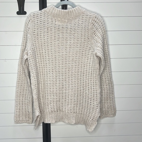 Anthropologie Field Flower waffle knit cream sweater size Large - Picture 2 of 3